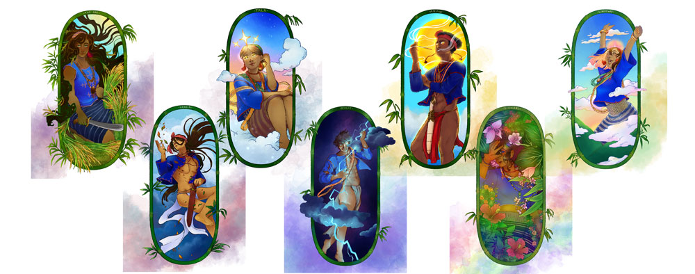 Artistic interpretation for the seven children of Bathala, from Oriental Mindoro Tagalog Mythology.